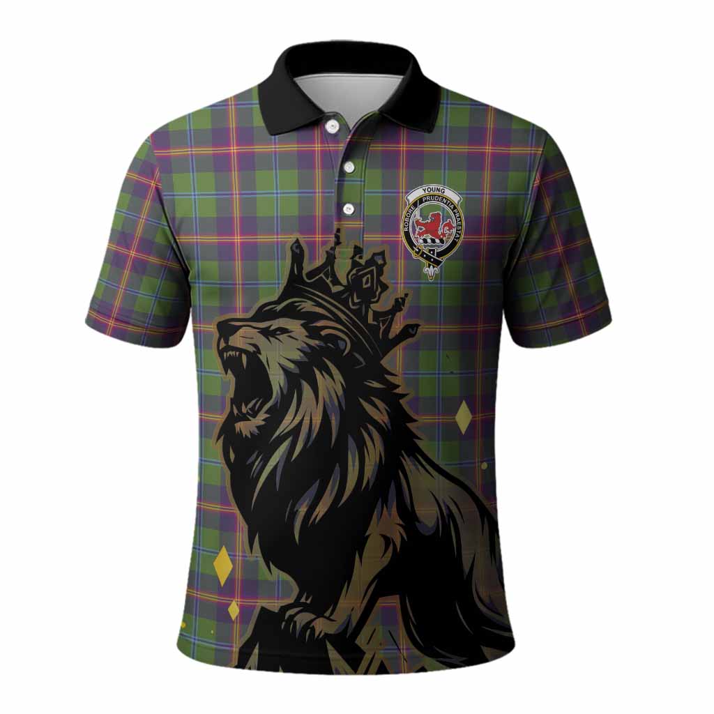Young Tartan Family Crest Polo Shirt Crowned Lion Roaring