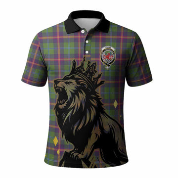Young Tartan Family Crest Polo Shirt Crowned Lion Roaring