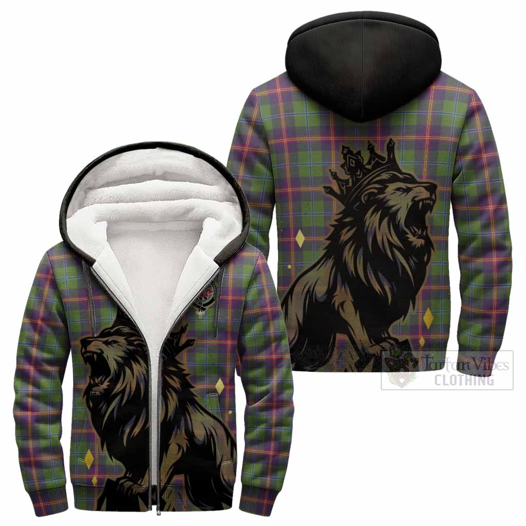 Young Tartan Family Crest Sherpa Hoodie Crowned Lion Roaring