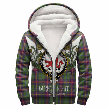 Young Tartan Family Crest Sherpa Hoodie Scottish Burns Night Thistle Floral