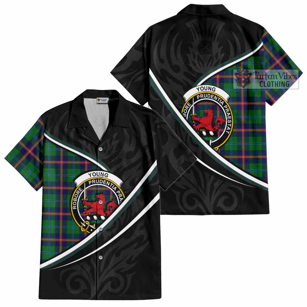 Young Tartan Family Crest Short Sleeve Button Shirt Celtic Scottish Thistle Floral - Tartan Vibes Clothing