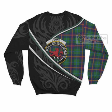 Young Tartan Family Crest Sweatshirt Celtic Scottish Thistle Floral