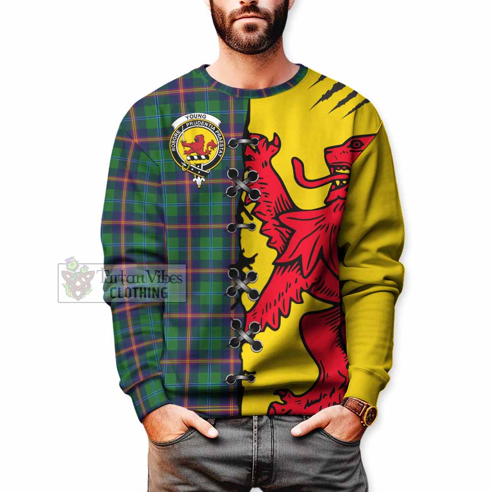 Young Tartan Family Crest Sweatshirt Lion Rampant Honor - Tartan Vibes Clothing