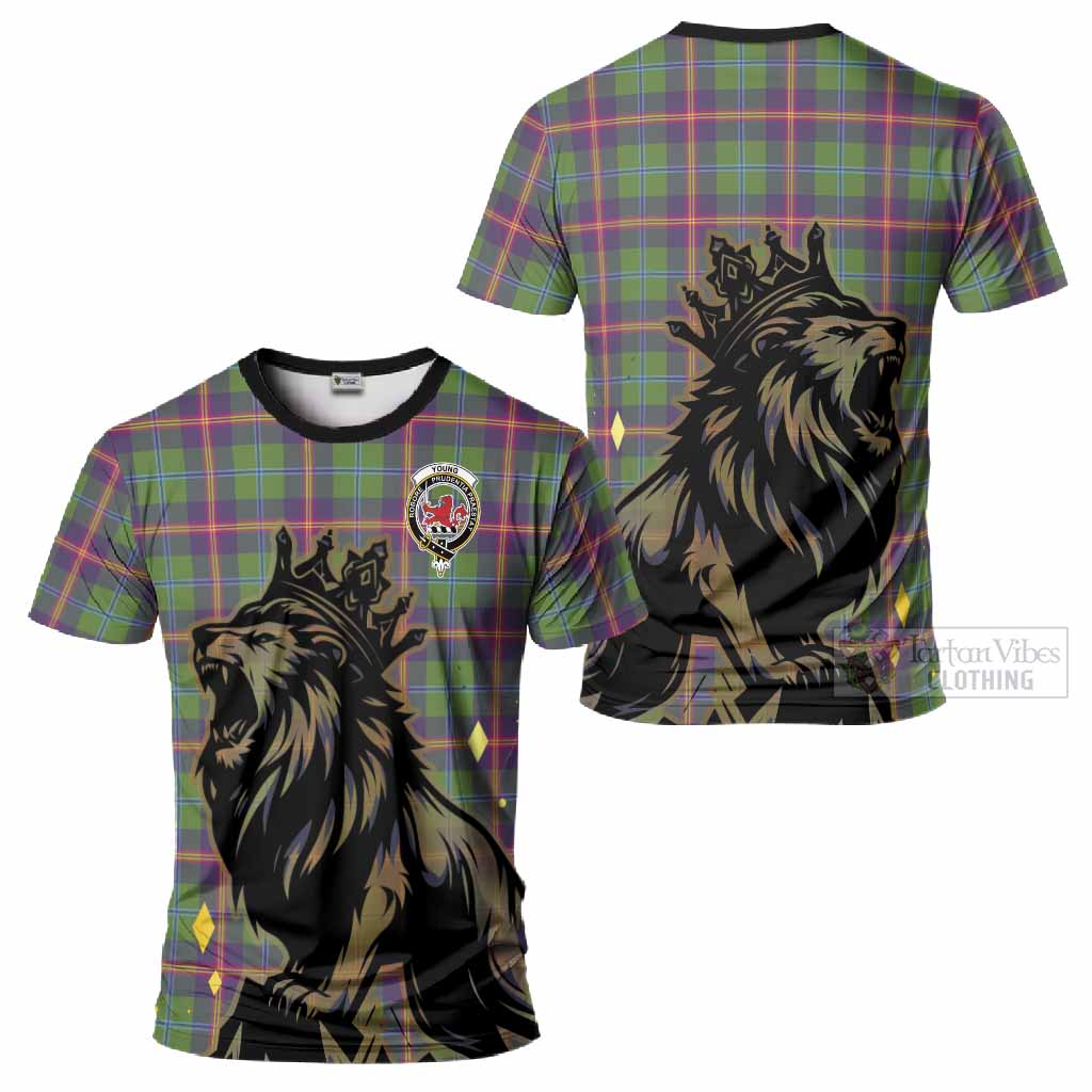 Young Tartan Family Crest T-Shirt Crowned Lion Roaring