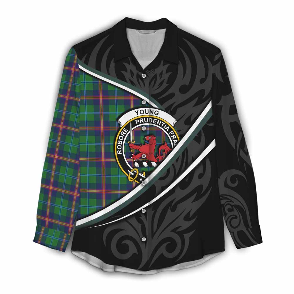 Young Tartan Family Crest Women Casual Shirt Celtic Scottish Thistle Floral - Tartan Vibes Clothing