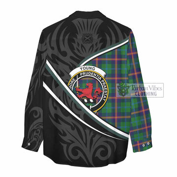 Young Tartan Family Crest Women Casual Shirt Celtic Scottish Thistle Floral - Tartan Vibes Clothing