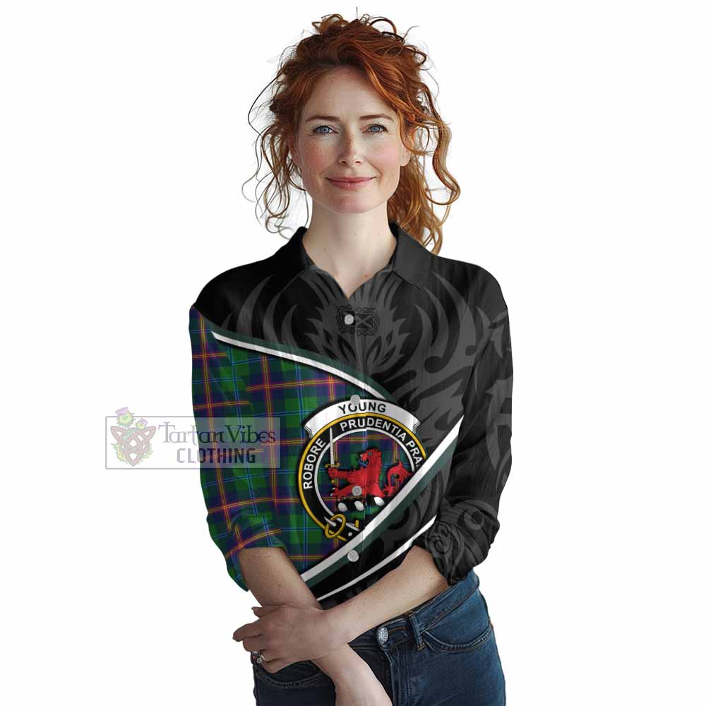 Young Tartan Family Crest Women Casual Shirt Celtic Scottish Thistle Floral - Tartan Vibes Clothing