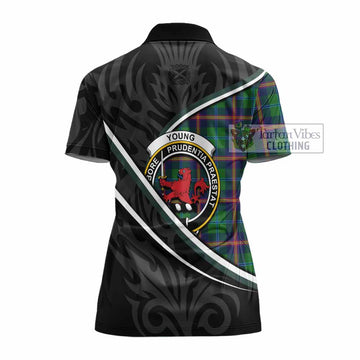 Young Tartan Family Crest Women's Polo Shirt Celtic Scottish Thistle Floral
