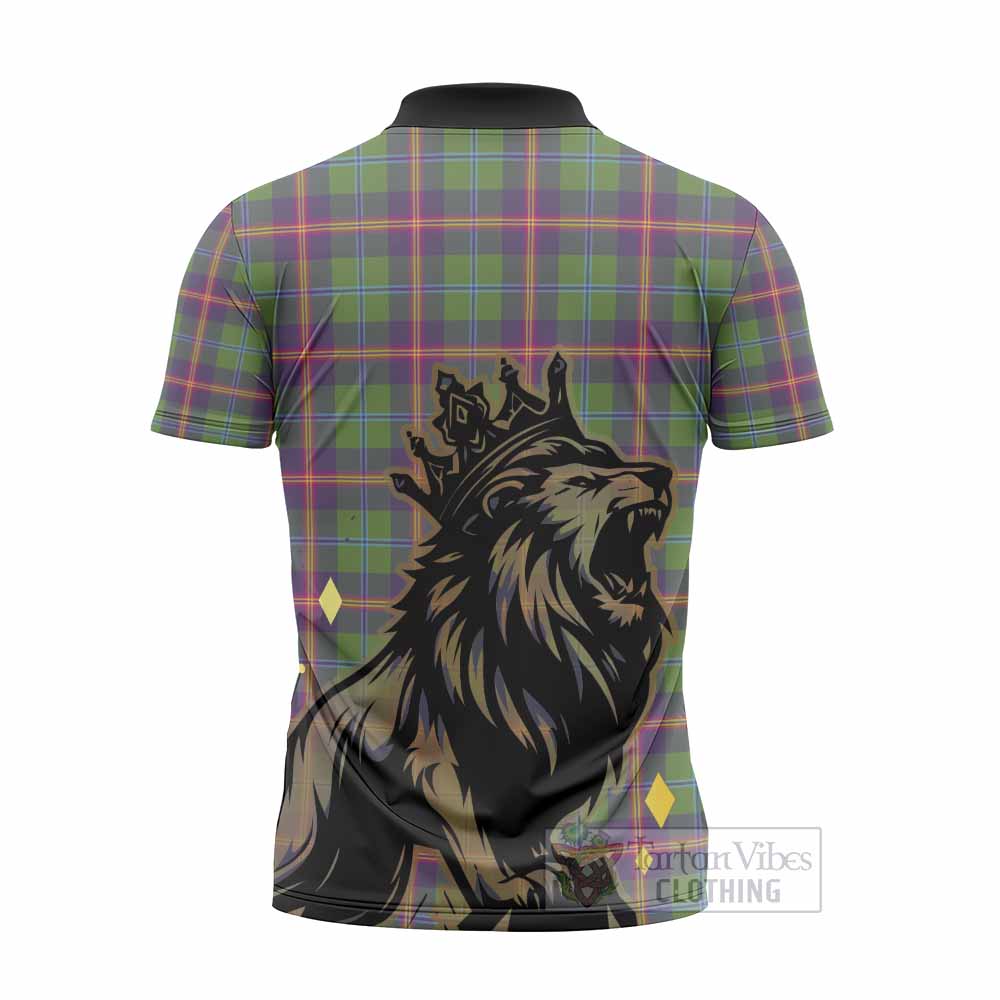 Young Tartan Family Crest Zipper Polo Shirt Crowned Lion Roaring