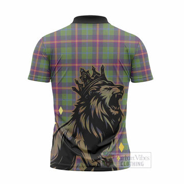 Young Tartan Family Crest Zipper Polo Shirt Crowned Lion Roaring