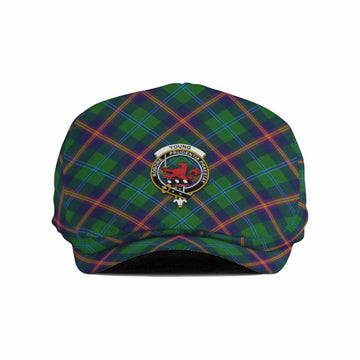 Young Tartan Flat Cap, Jeff Cap Cross Style with Family Crest