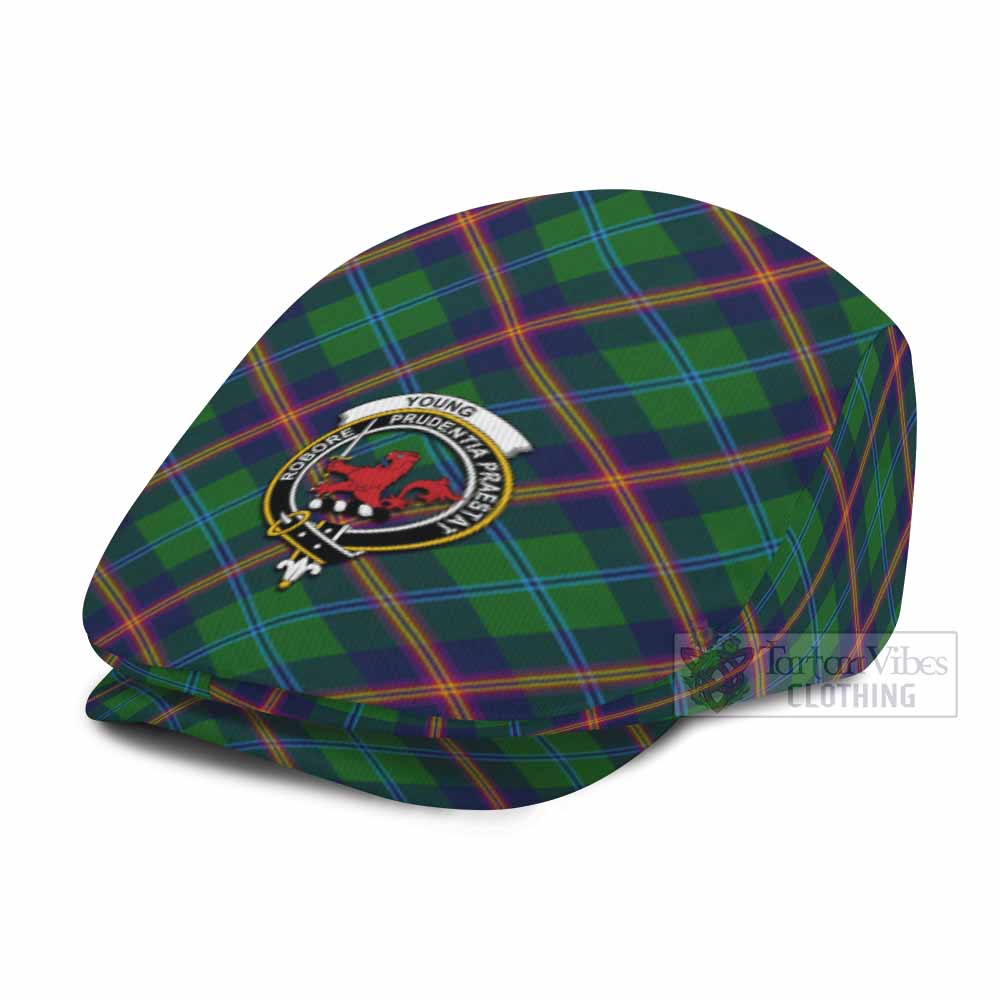 Young Tartan Flat Cap, Jeff Cap Cross Style with Family Crest - Tartan Vibes Clothing
