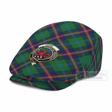 Young Tartan Flat Cap, Jeff Cap Cross Style with Family Crest