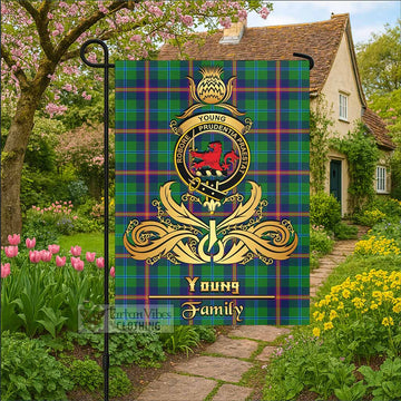 Young Tartan Garden Flag with Highland Thistle Cherish Family Crest Style