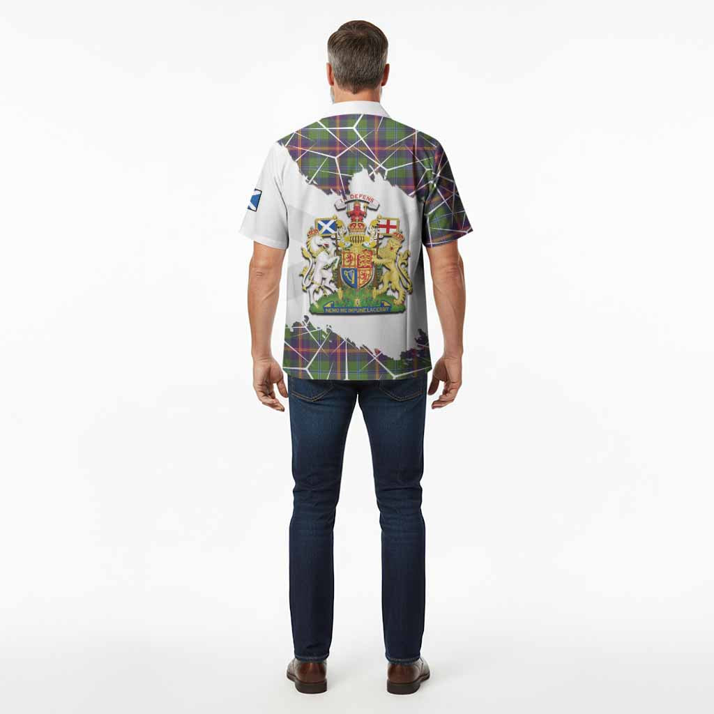 Young Tartan Hawaiian Shirt with Family Crest and Lion Rampant Grunge Style