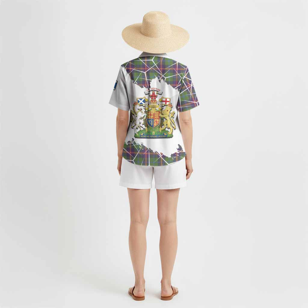 Young Tartan Hawaiian Shirt with Family Crest and Lion Rampant Grunge Style