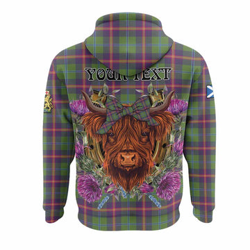 Young Tartan Hoodie Scottish Thistle Heilan Coo