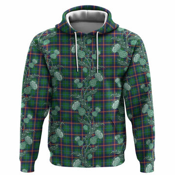 Young Tartan Hoodie Seamless Scottish Thistle Flowers