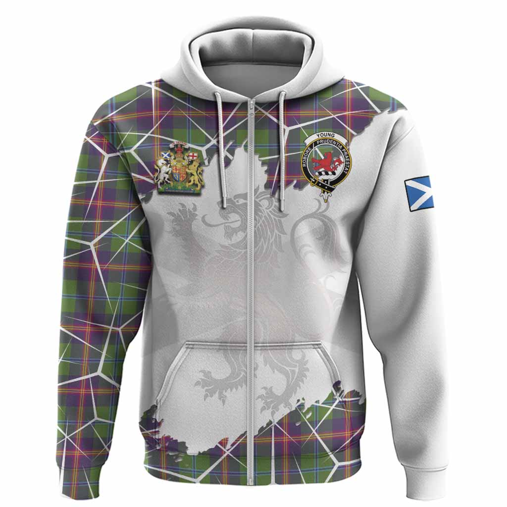 Young Tartan Hoodie with Family Crest and Lion Rampant Grunge Style