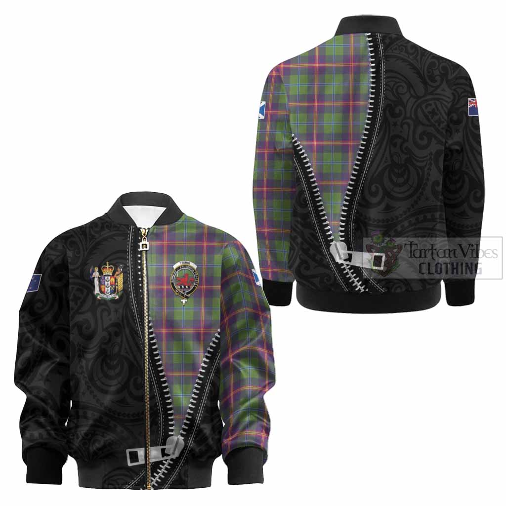 Young Tartan Kid Bomber Jacket New Zealand Pattern Unique Zipper Stylized