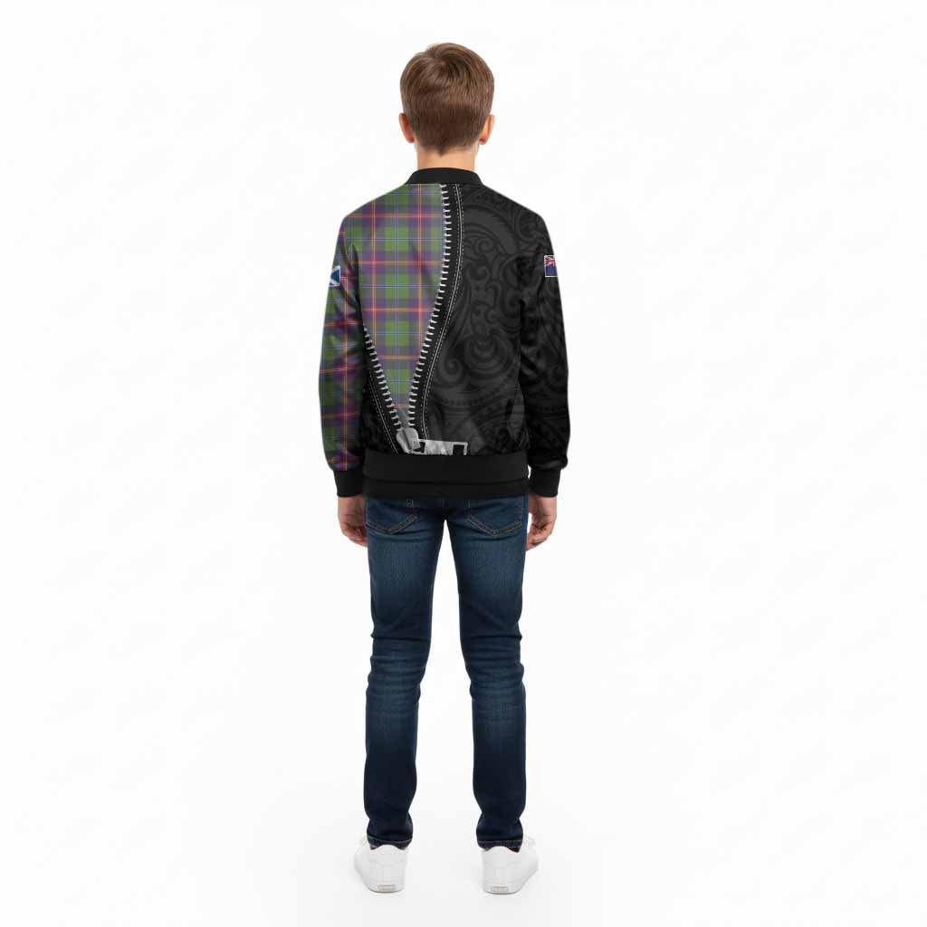 Young Tartan Kid Bomber Jacket New Zealand Pattern Unique Zipper Stylized