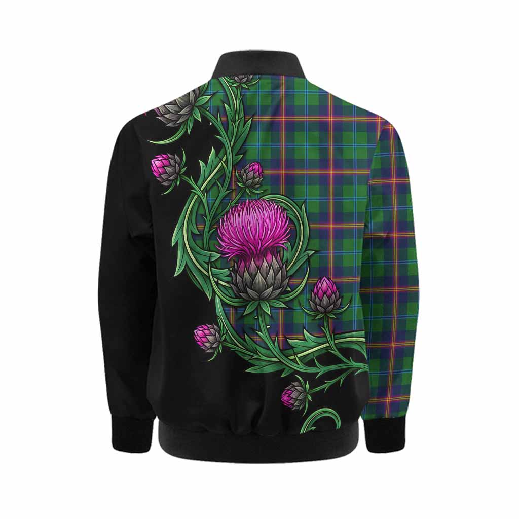 Young Tartan Kid Bomber Jacket Resilient Scottish Thistle Kid - Tartan Vibes Clothing