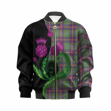 Young Tartan Kid Bomber Jacket Traditional Scottish Thistle