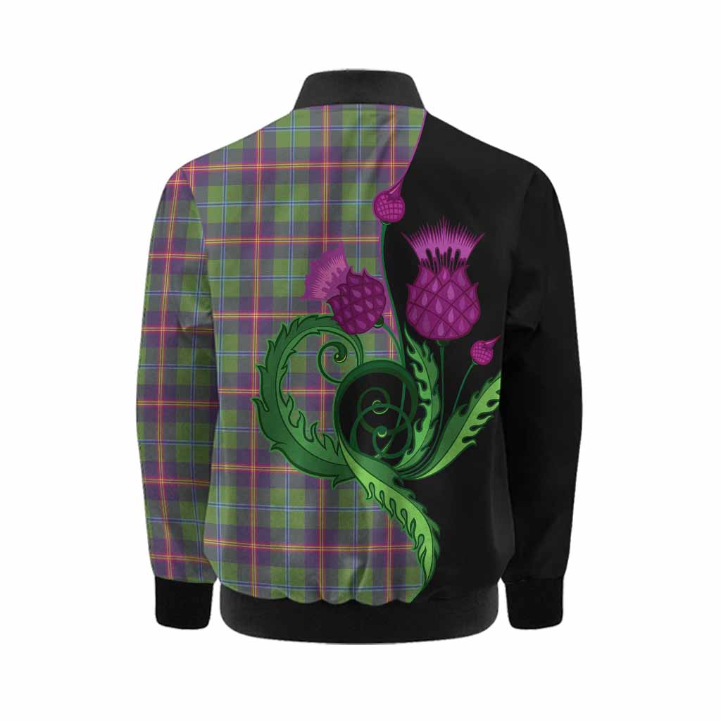 Young Tartan Kid Bomber Jacket Traditional Scottish Thistle