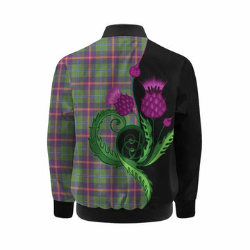 Young Tartan Kid Bomber Jacket Traditional Scottish Thistle