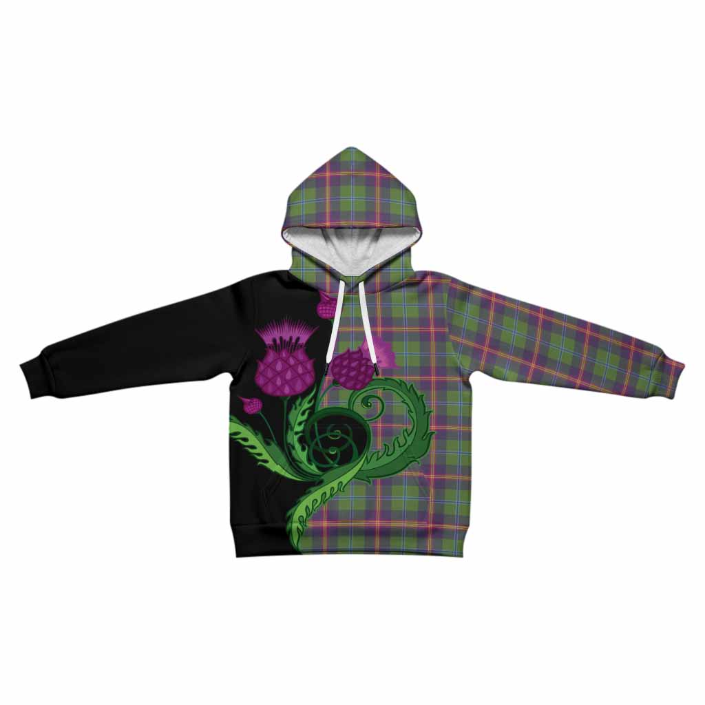 Young Tartan Kid Hoodie Traditional Scottish Thistle