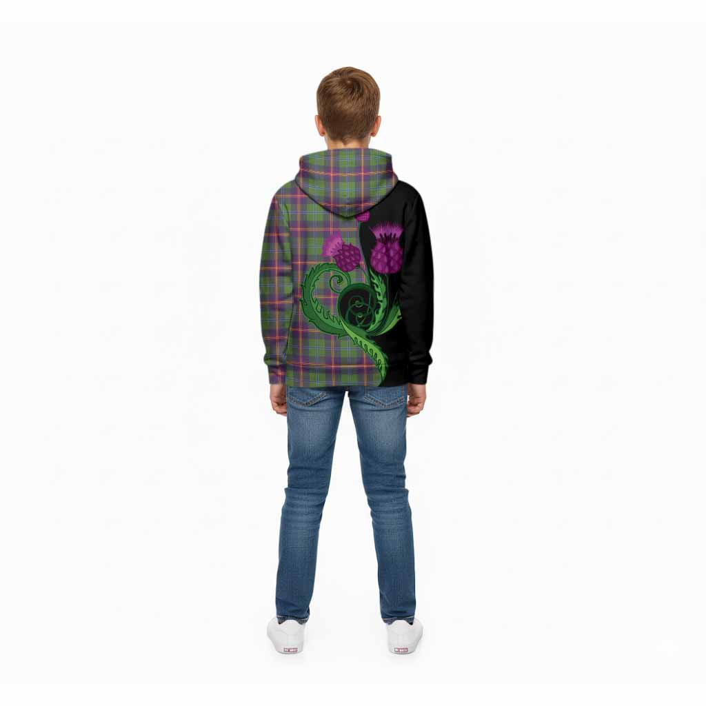 Young Tartan Kid Hoodie Traditional Scottish Thistle