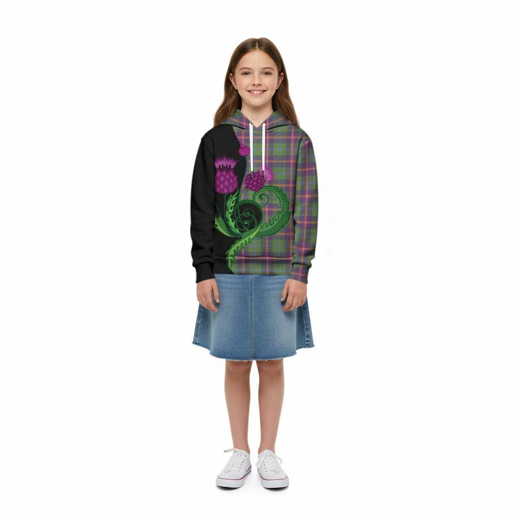 Young Tartan Kid Hoodie Traditional Scottish Thistle