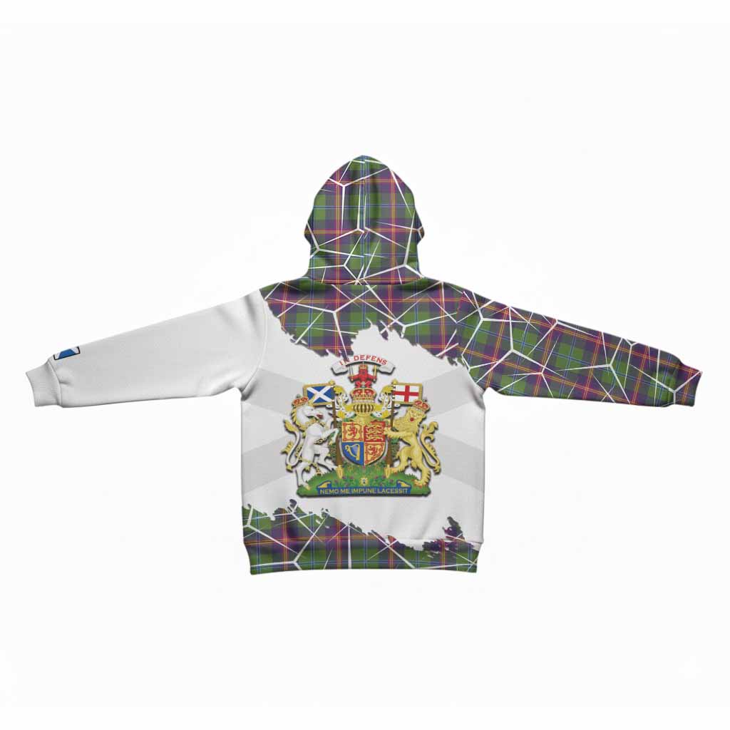 Young Tartan Kid Hoodie with Family Crest and Lion Rampant Grunge Style
