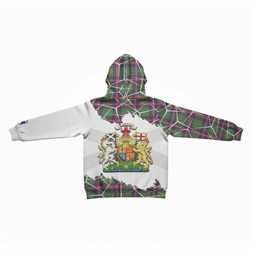 Young Tartan Kid Hoodie with Family Crest and Lion Rampant Grunge Style