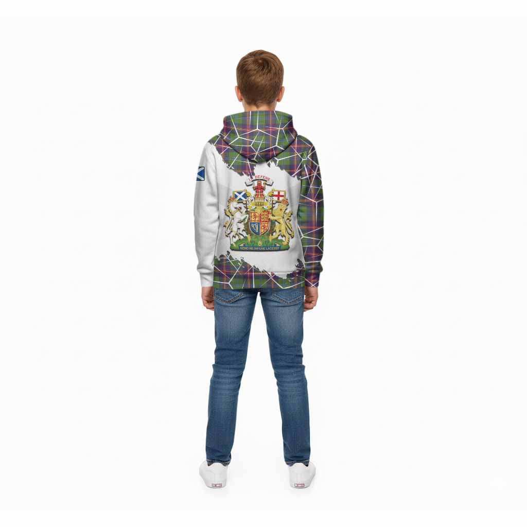 Young Tartan Kid Hoodie with Family Crest and Lion Rampant Grunge Style