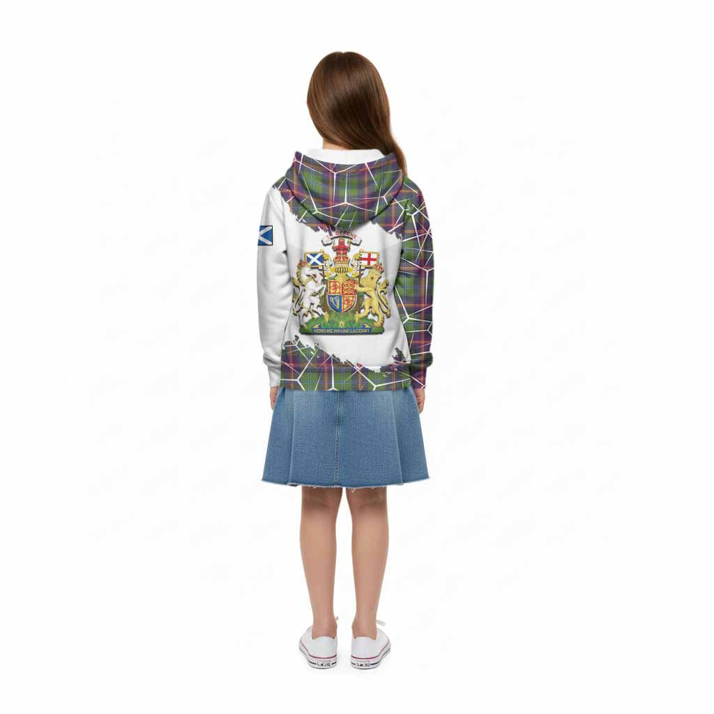 Young Tartan Kid Hoodie with Family Crest and Lion Rampant Grunge Style