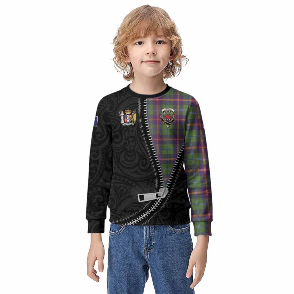 Young Tartan Kid Knitted Sweatshirt New Zealand Pattern Unique Zipper Stylized