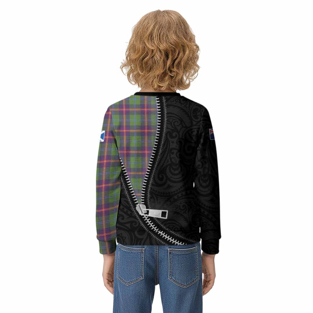 Young Tartan Kid Knitted Sweatshirt New Zealand Pattern Unique Zipper Stylized