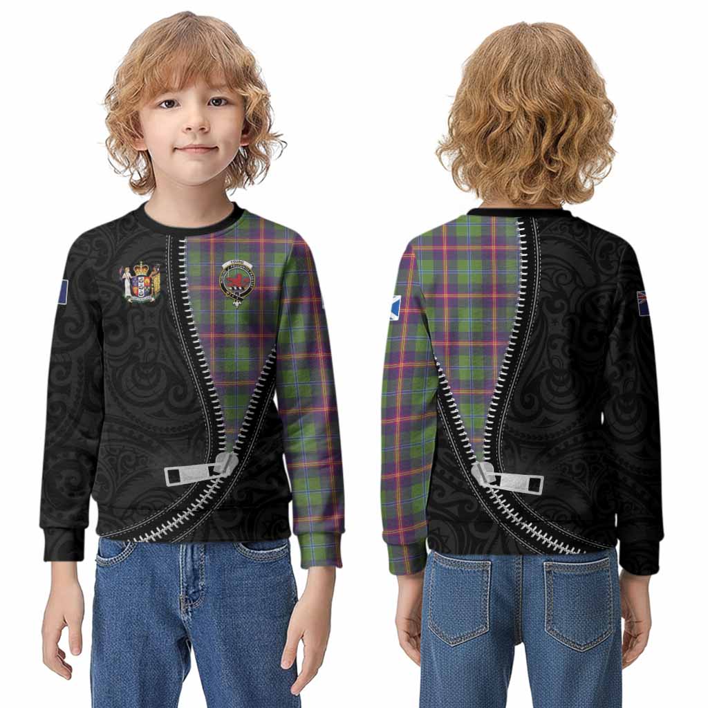 Young Tartan Kid Knitted Sweatshirt New Zealand Pattern Unique Zipper Stylized