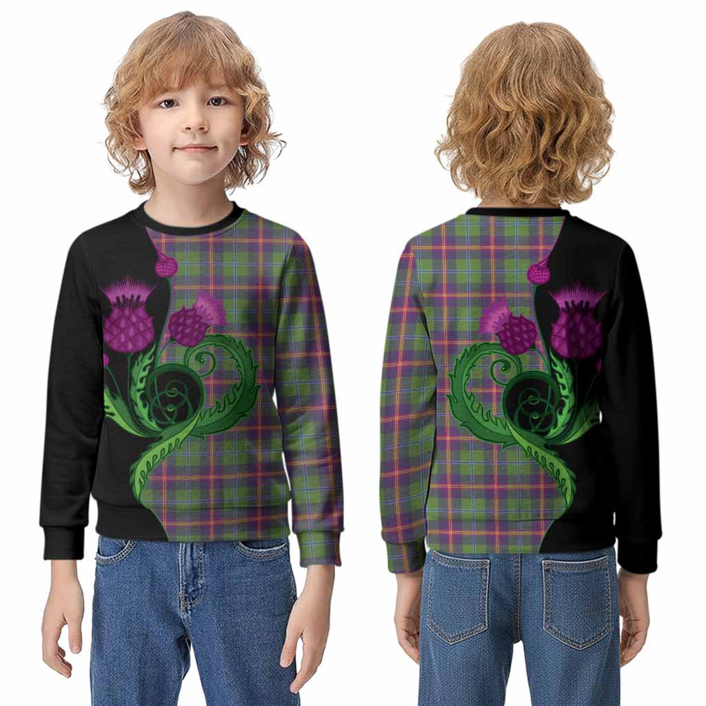 Young Tartan Kid Knitted Sweatshirt Traditional Scottish Thistle