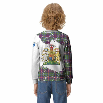 Young Tartan Kid Knitted Sweatshirt with Family Crest and Lion Rampant Grunge Style