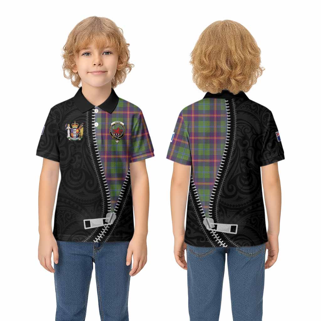 Young Tartan Kid Polo Shirt New Zealand Pattern Unique Zipper Stylized