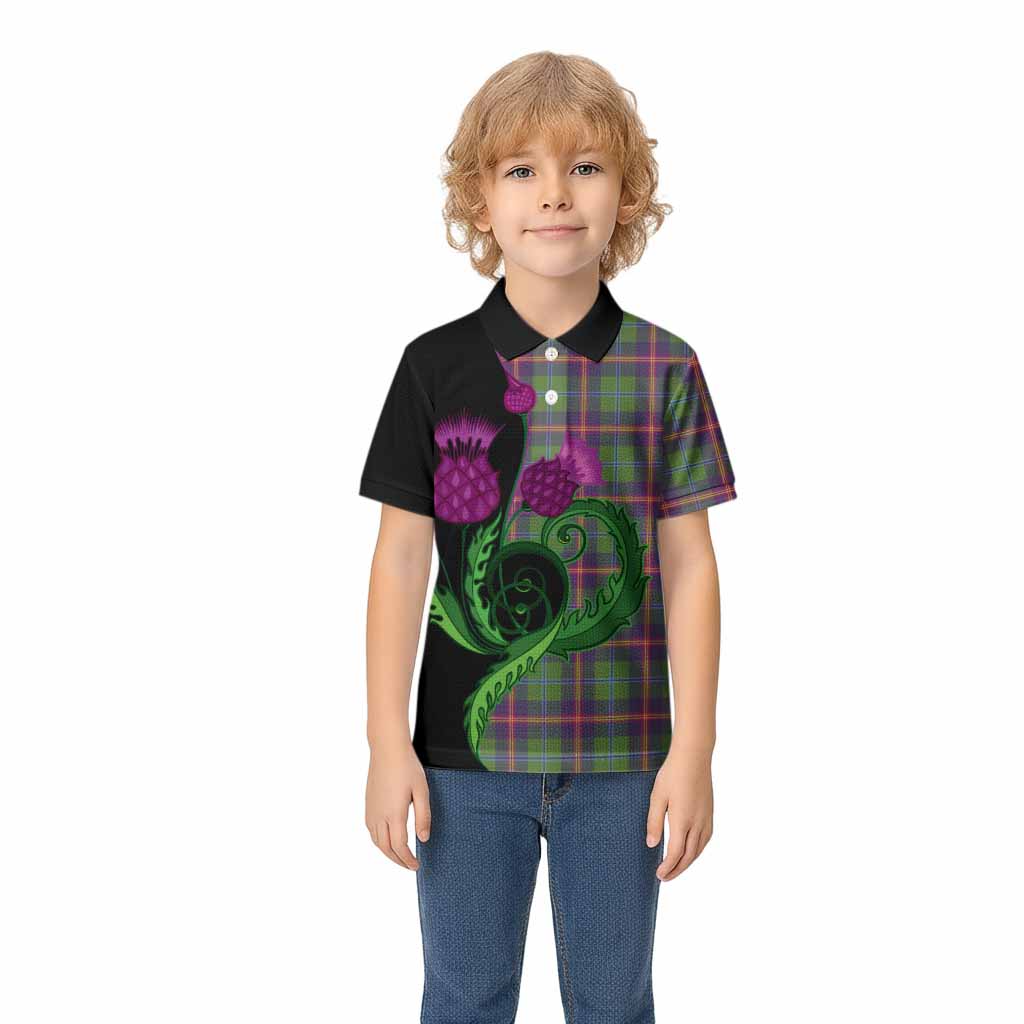 Young Tartan Kid Polo Shirt Traditional Scottish Thistle