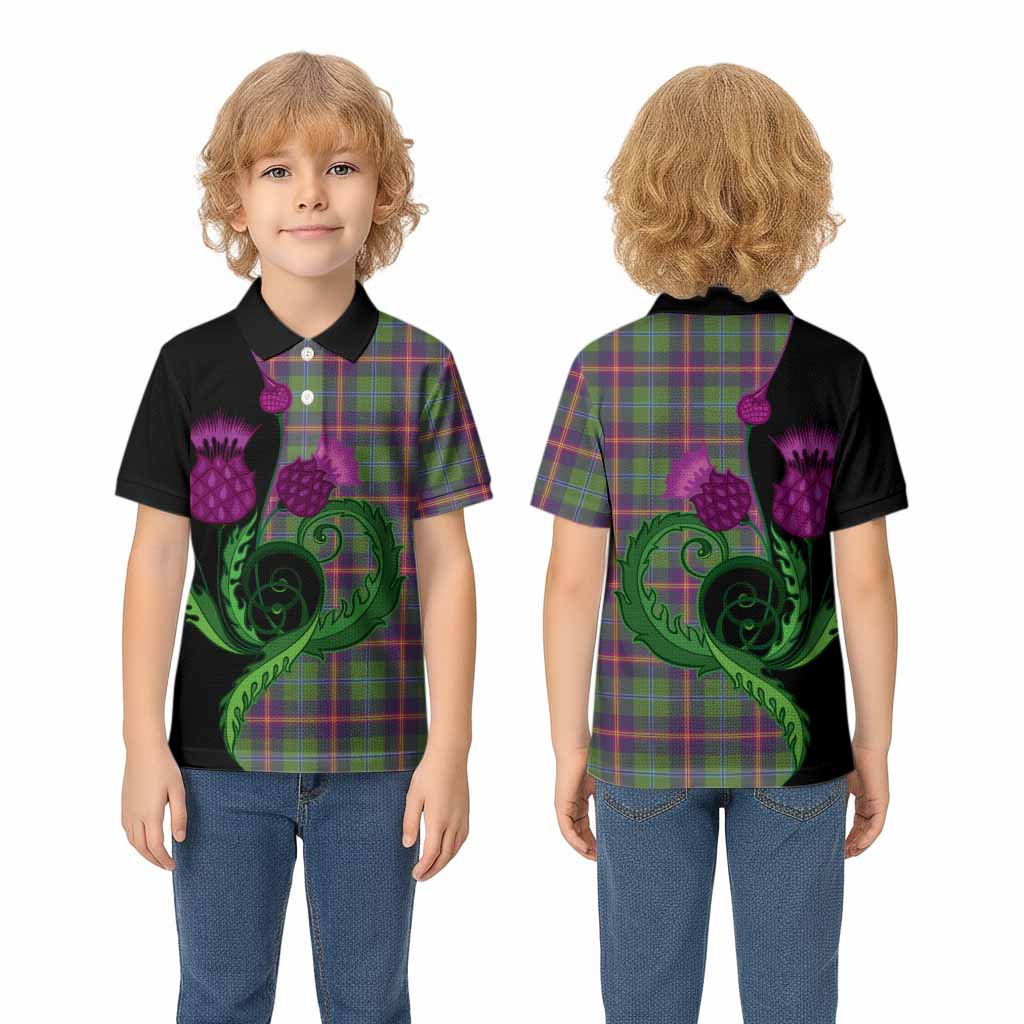 Young Tartan Kid Polo Shirt Traditional Scottish Thistle