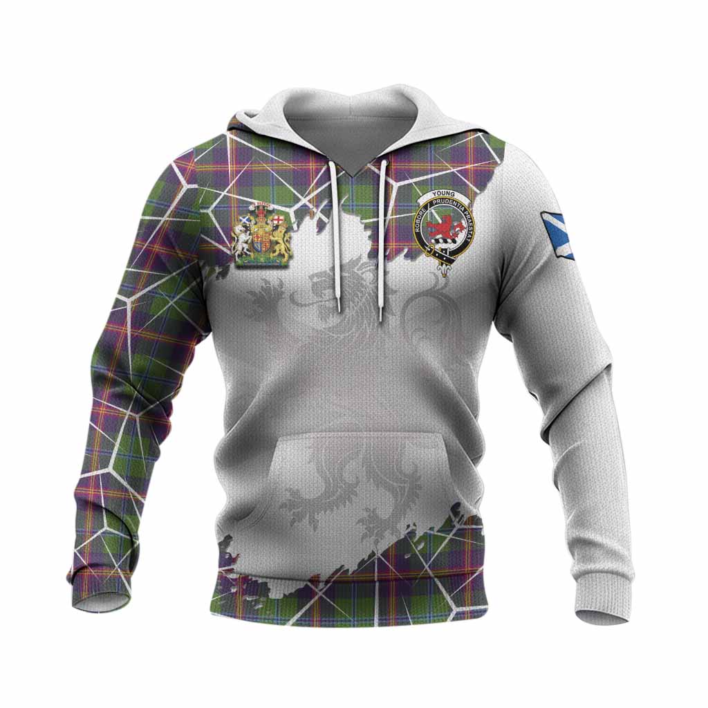Young Tartan Knitted Hoodie with Family Crest and Lion Rampant Grunge Style