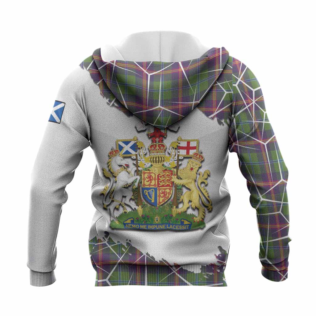 Young Tartan Knitted Hoodie with Family Crest and Lion Rampant Grunge Style