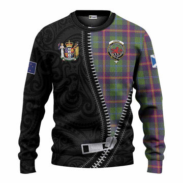 Young Tartan Knitted Sweater New Zealand Pattern Unique Zipper Stylized