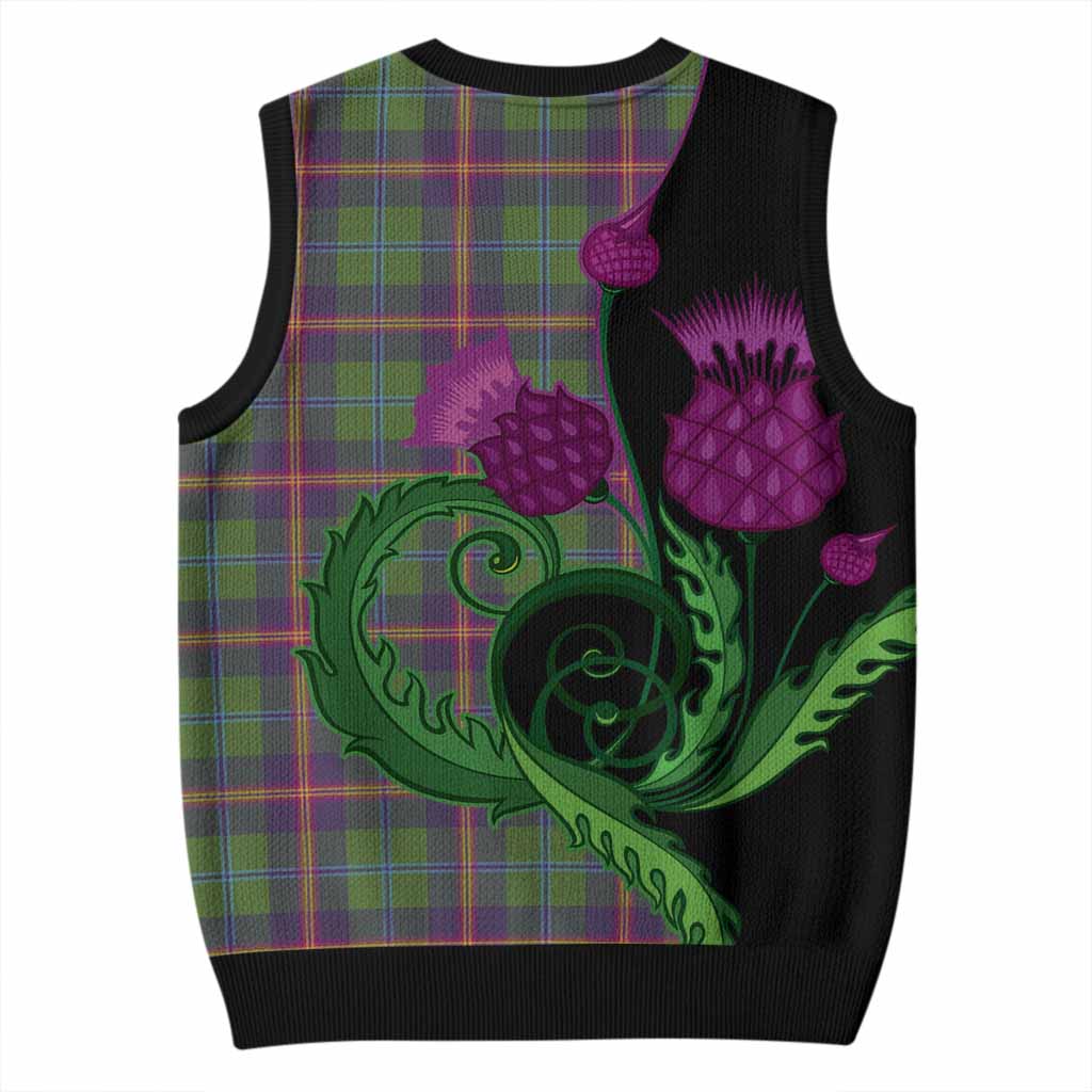 Young Tartan Knitted V-Neck Vest Traditional Scottish Thistle