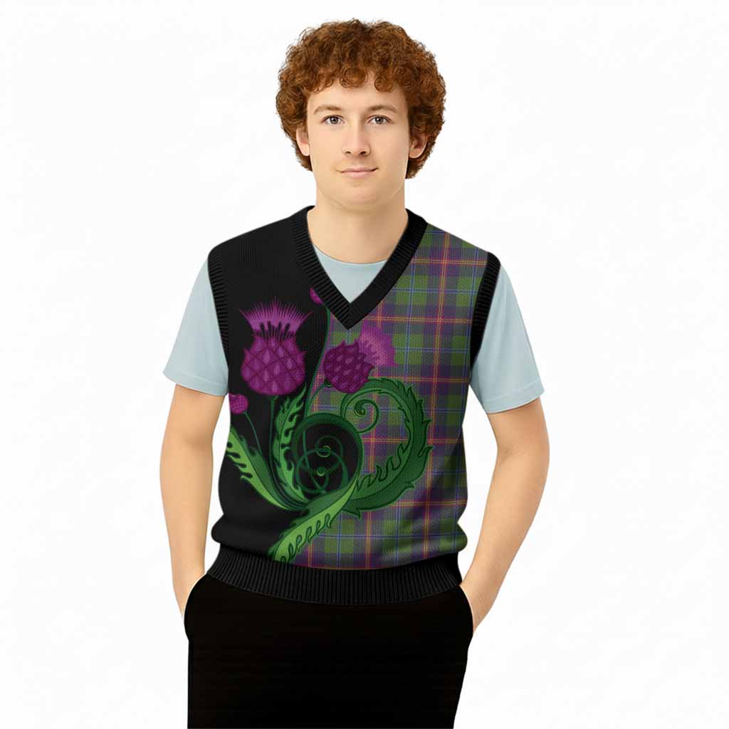 Young Tartan Knitted V-Neck Vest Traditional Scottish Thistle
