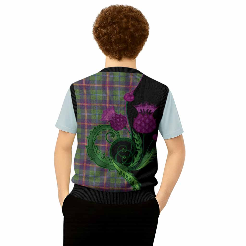 Young Tartan Knitted V-Neck Vest Traditional Scottish Thistle